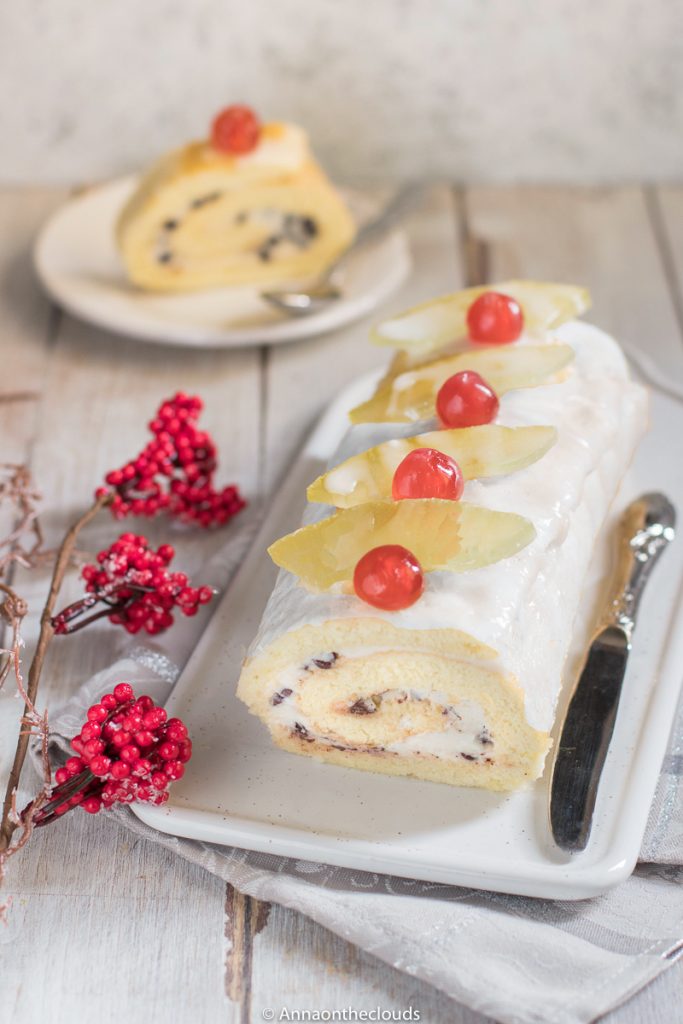 Rotolo cassata – pasta biscotto e crema di ricotta